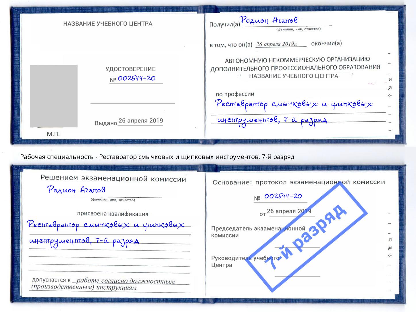 корочка 7-й разряд Реставратор смычковых и щипковых инструментов Волжский